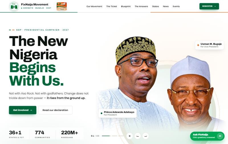 FixNaija Movement homepage showing the campaign headline